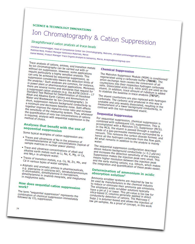 Ion chromatography straightforward cation analysis at trace levels